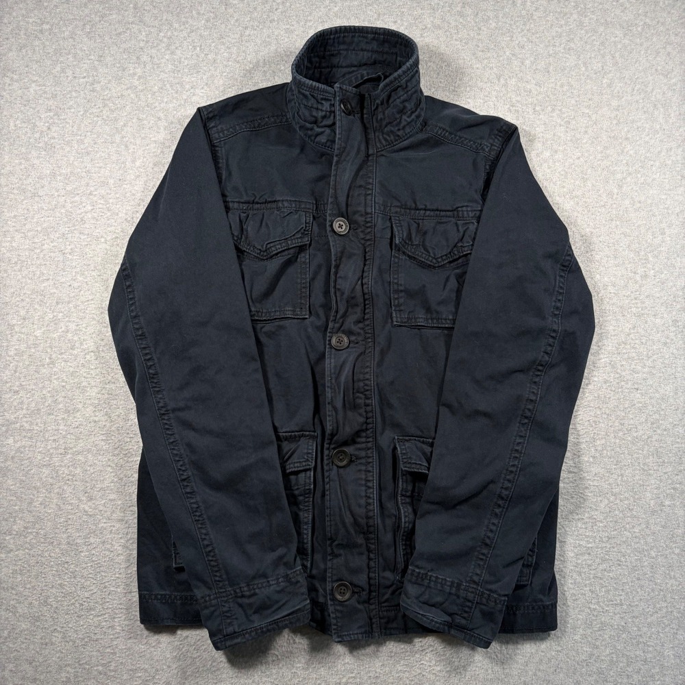Hollister Field Jacket Mens XL Navy Blue Military Utility Cargo Coat